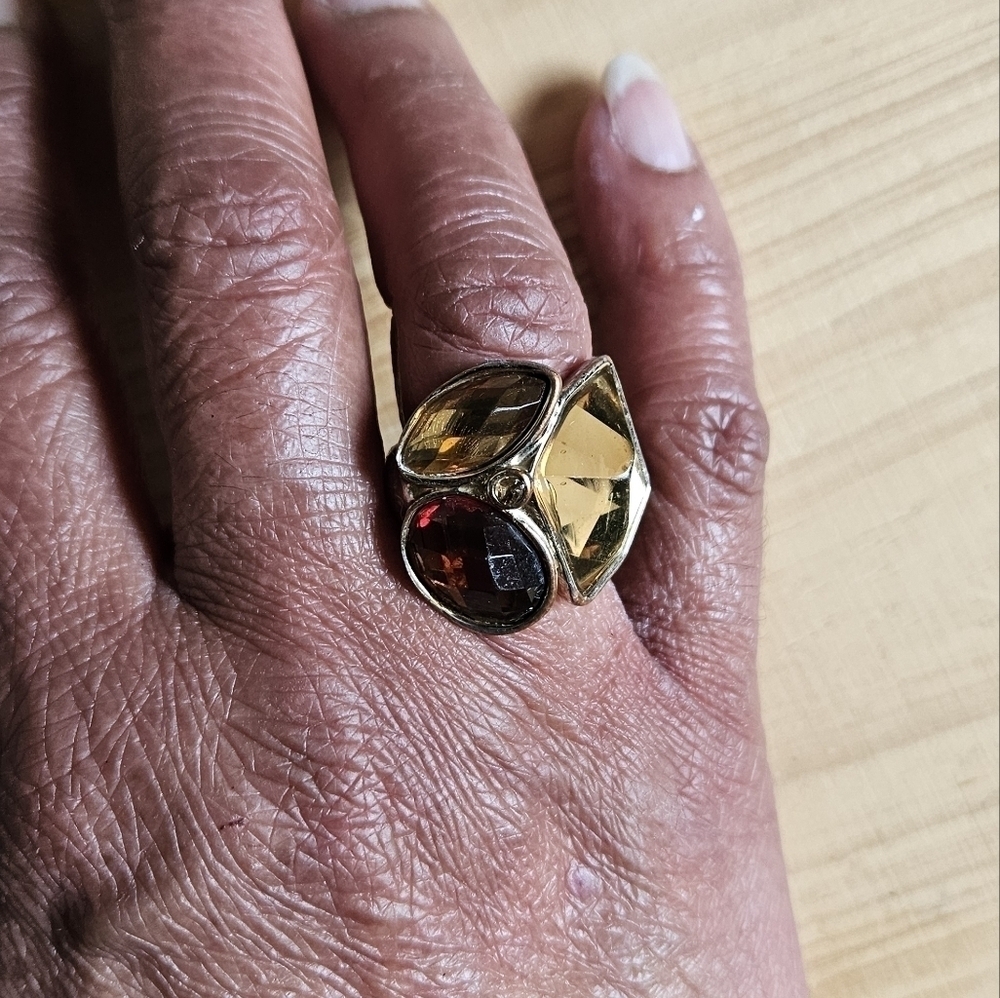 Tri-Glass Statement Ring, Approx Size 7.75